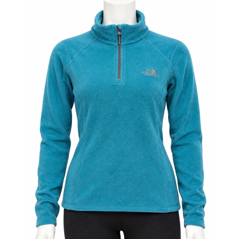 The North Face Women's TKA 100 Fleece 1/4 Zip Mock Neck Blue S Pullover Jacket